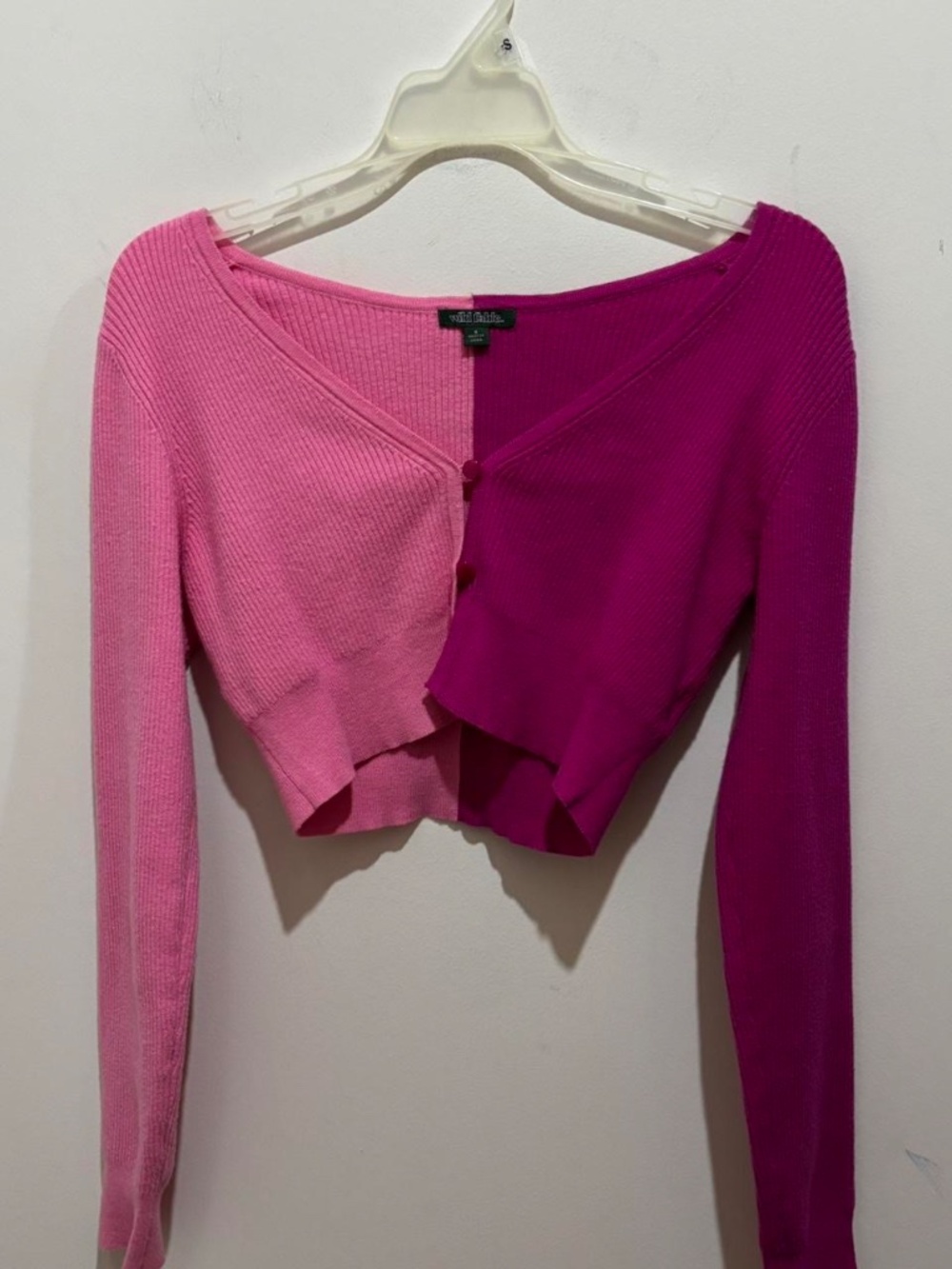 Wild Fable target hot pink light pink ribbed sweater or shrug, S - Picture 4 of 8